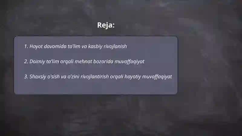 Hayot davomida ta'lim muvaffaqiyat vositasi sifatida 2