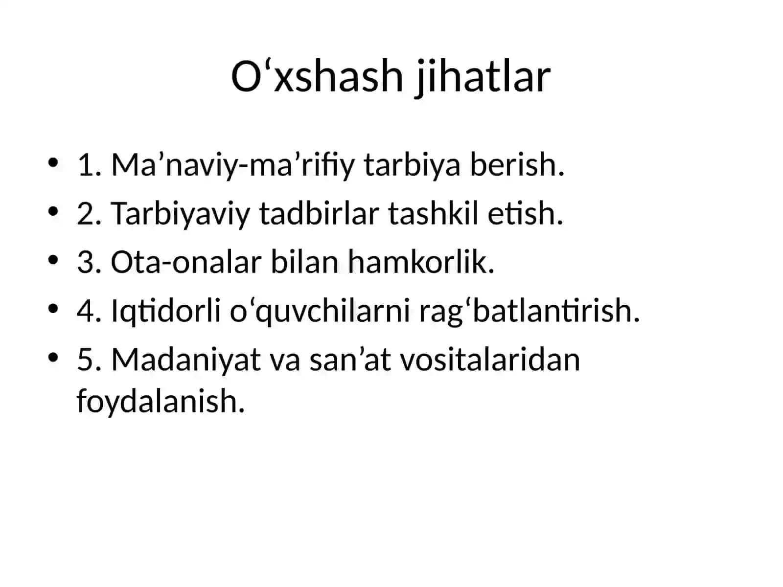 Sinf rahbari va Ma’naviyat rahbarining o‘xshash va farqli jihatlari 2