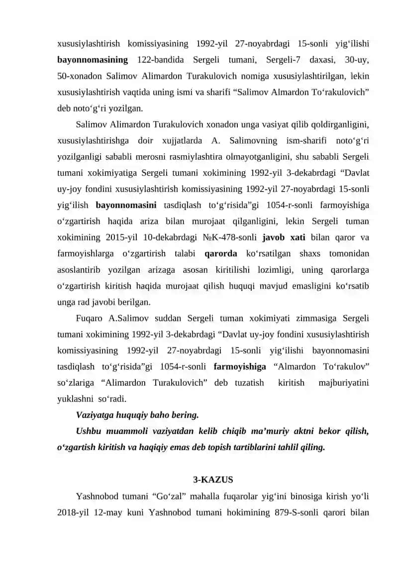 MA’MURIY AKT MAVZUSI BO‘YICHA KAZUS 2