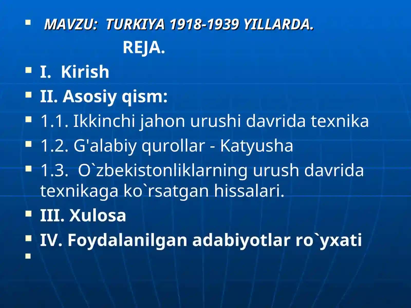 Ikkinchi jahon urushi yillarida texnika yangiliklarining g'alabaga qo'shgan hissasi (katyushaning yaratilishi) 2