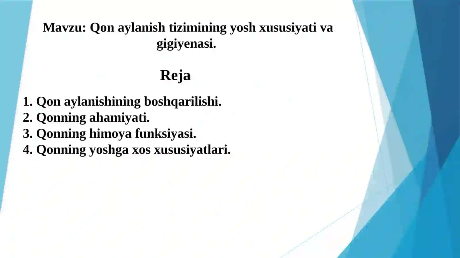 Qon aylanishining boshqarilishi 2