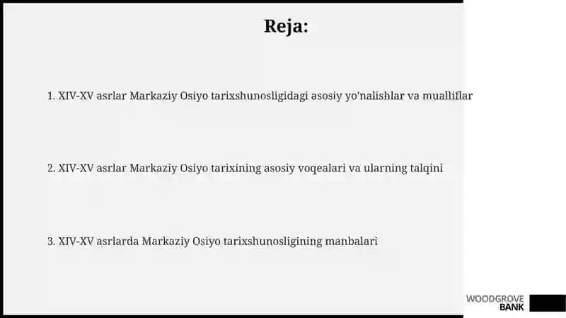 Oʻrta Osiyoning XIV-XV-asrlar tarixi manbashunosligi 2