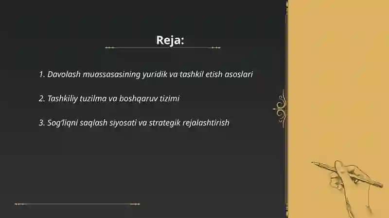 Davolash muassasalarining faoliyatini tashkil etish 2