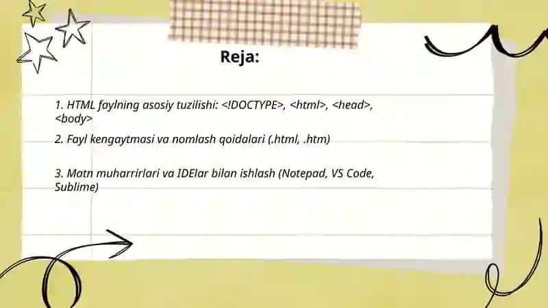 HTML fayllar yaratish 2