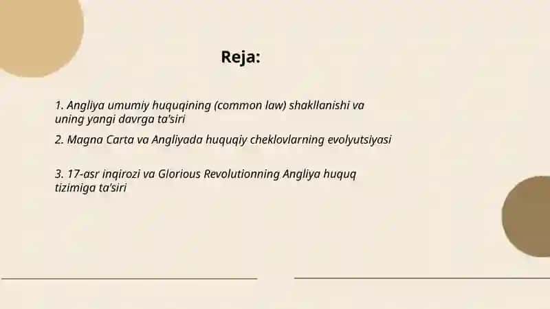 Yangi davr huquqining shakllanishi va rivojlanishi AQSH Angliya huquqi 2