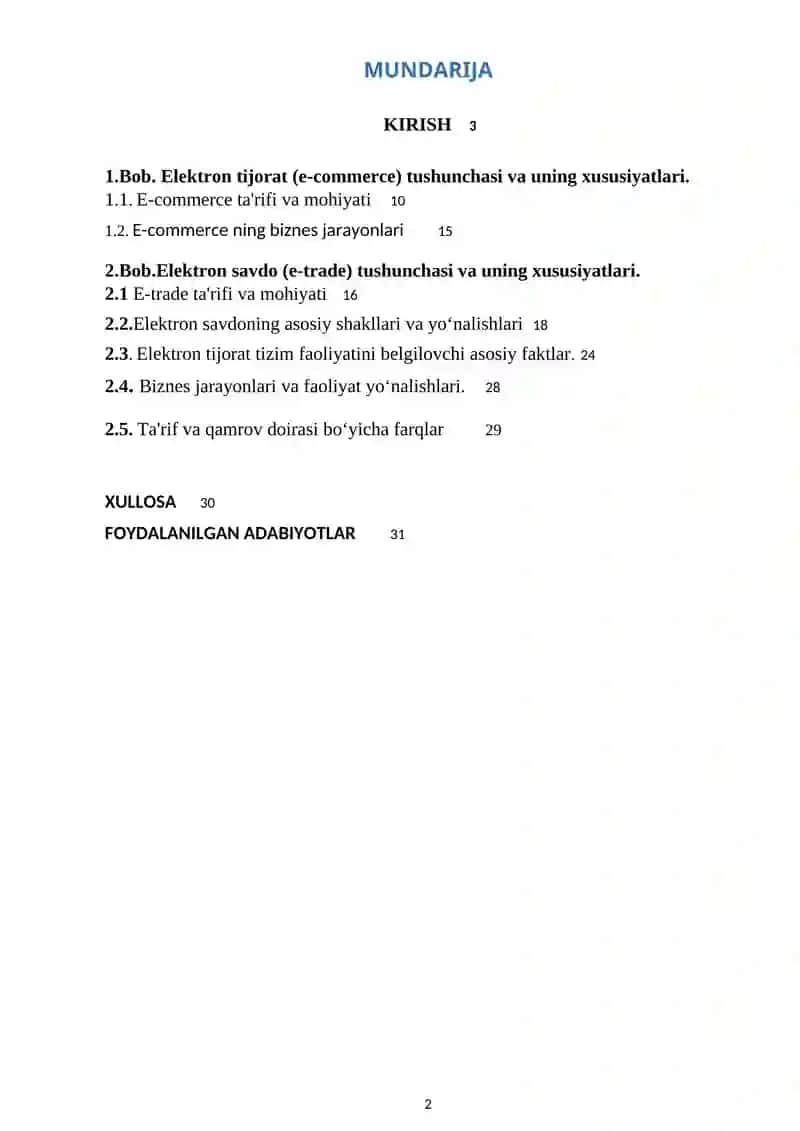 Elektron tijorat (e-commerce) va electron savdo (r-trade) xususiy belgilari va faeqlari. 2