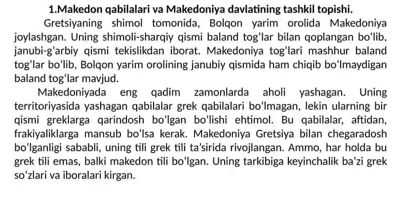 MAKEDONIYANING YUKSALISHI.YUNONISTONDA MAKEDON HUKMRONLIGINING O‘RNATILISHI 2
