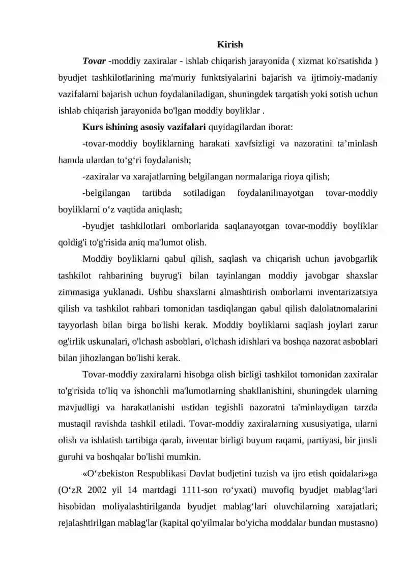 Tovar -moddiy zaxiralar 2