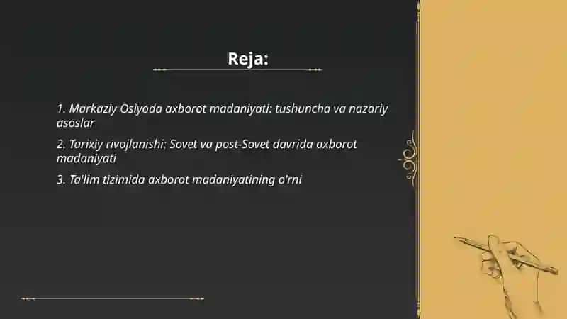 Markaziy osiyoda axborot madaniyatining órni 2