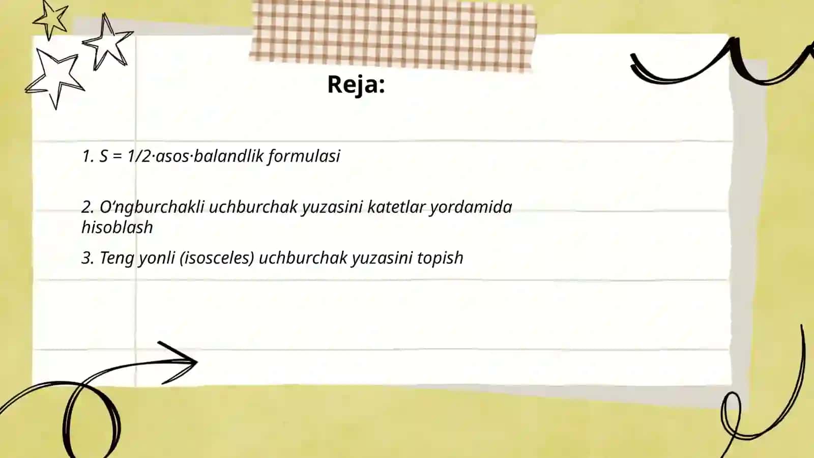 Uchburchak yuzini topish 2