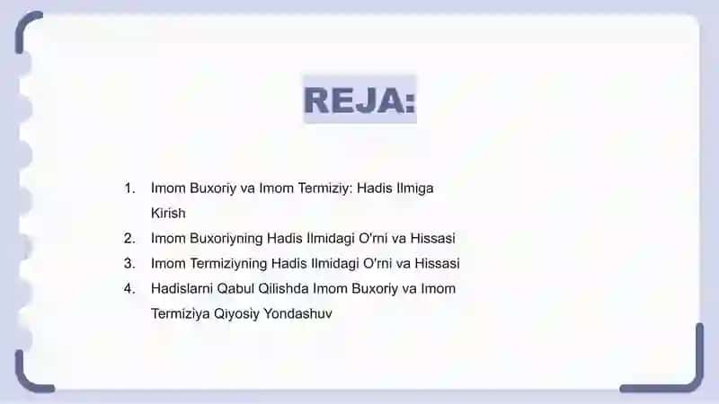 Imom Buxoriy va Imom Termiziy: Hadis Ilmiga Kirish 2