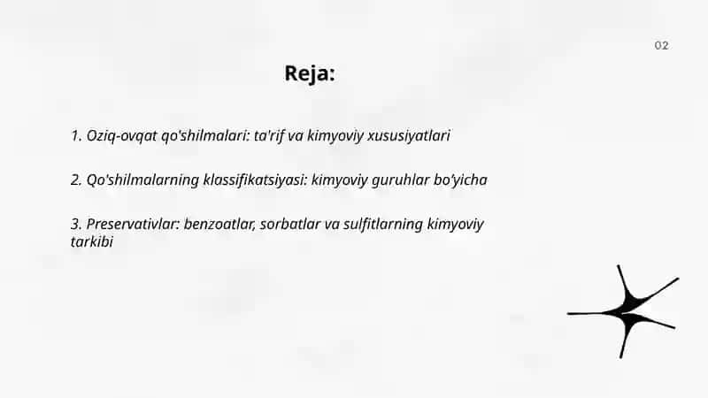 Oziq-ovqat qo'shilmalari va ularning kimyoviy tarkibi 2