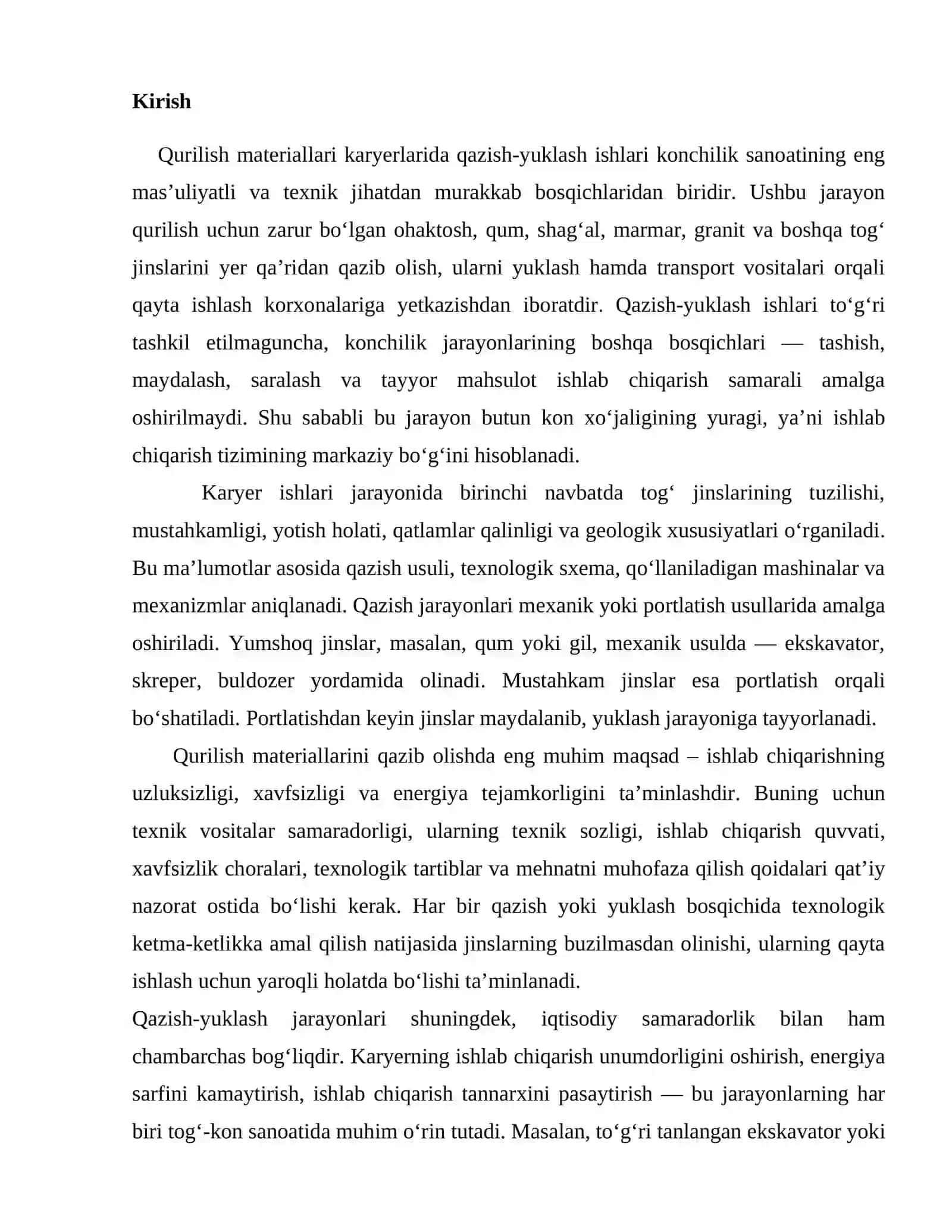Qurilish materiallari karyerlarida qazish-yuklash ishlari 2