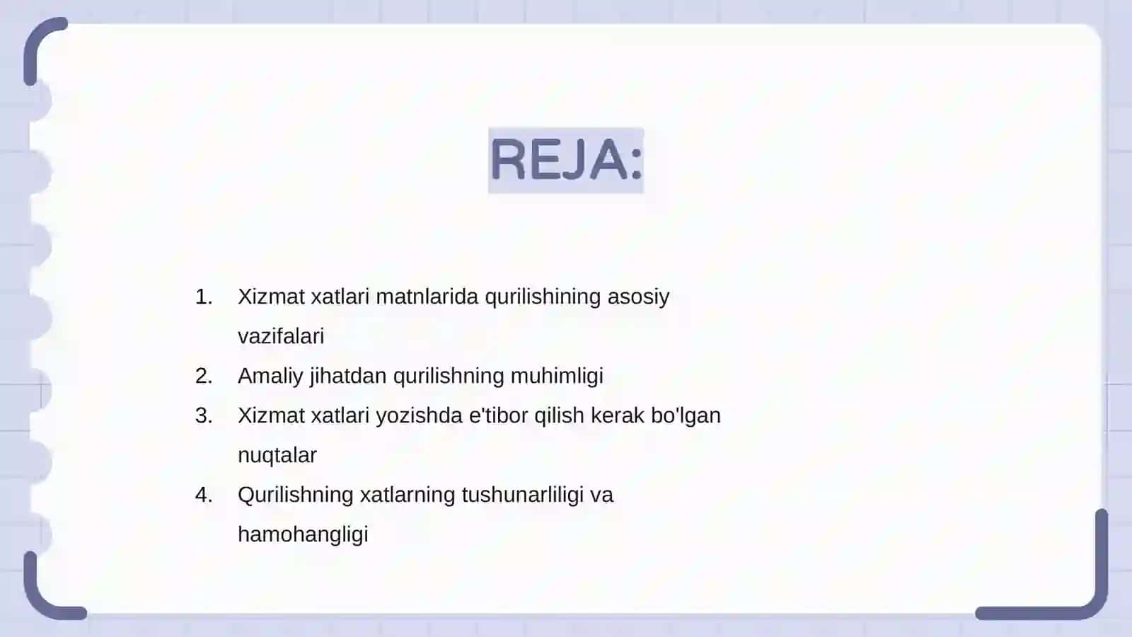 Xizmat xatlari matnlarida qurilishining amaliy ahamiyati gap 2