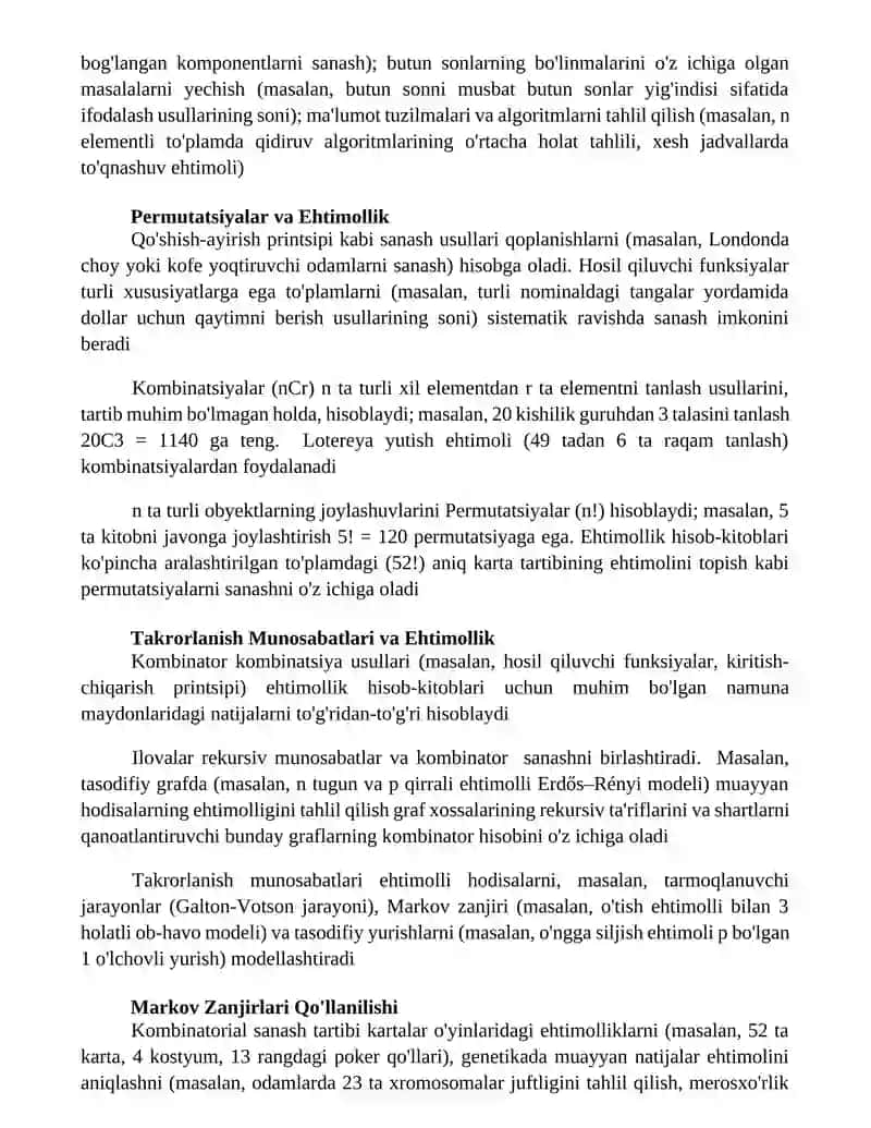 Kombinatorial sanash usullari 2