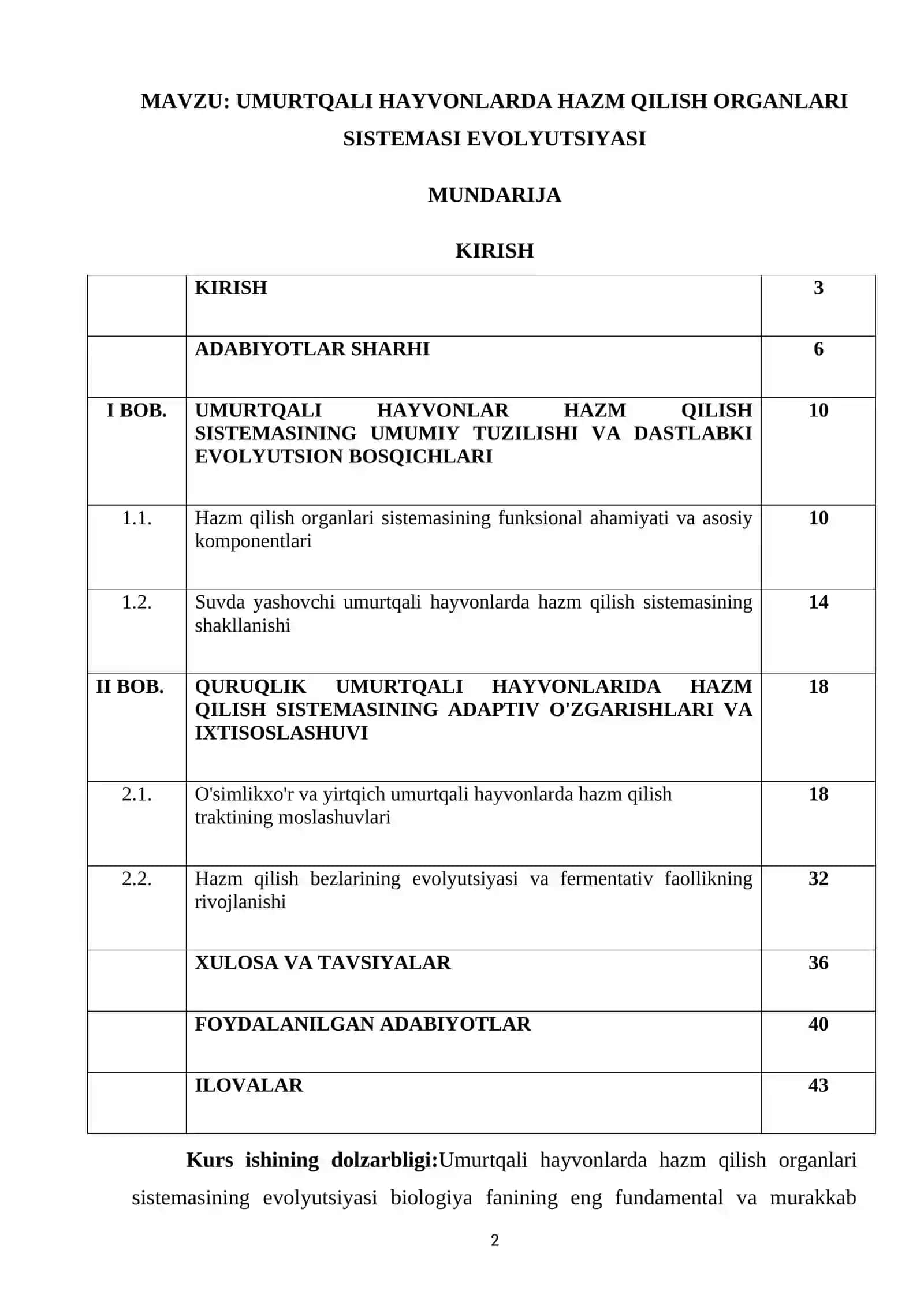 UMURTQALI HAYVONLARDA HAZM QILISH ORGANLARI SISTEMASI EVOLYUTSIYASI 2