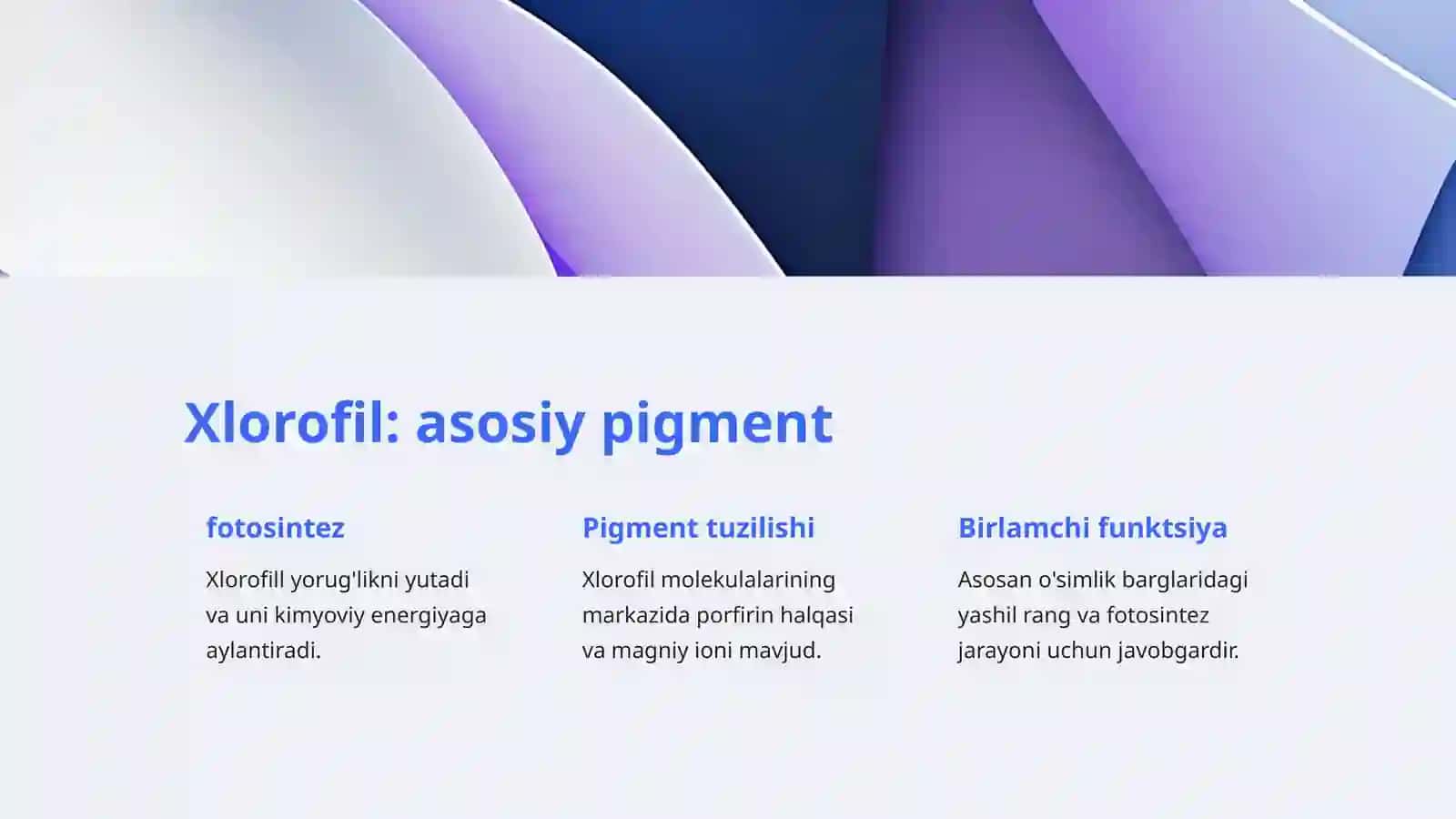 Barglarning pigmentlari bilan tanishtirish 2