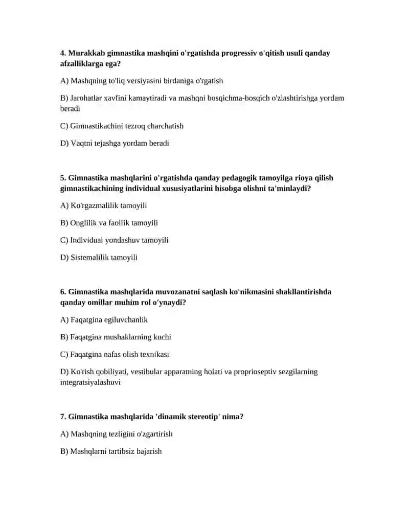 Gimnastika asoslari, harakat ko'nikmalami shakllantirish va gimnastika mashqlarini o‘rgatish jihatlar 2