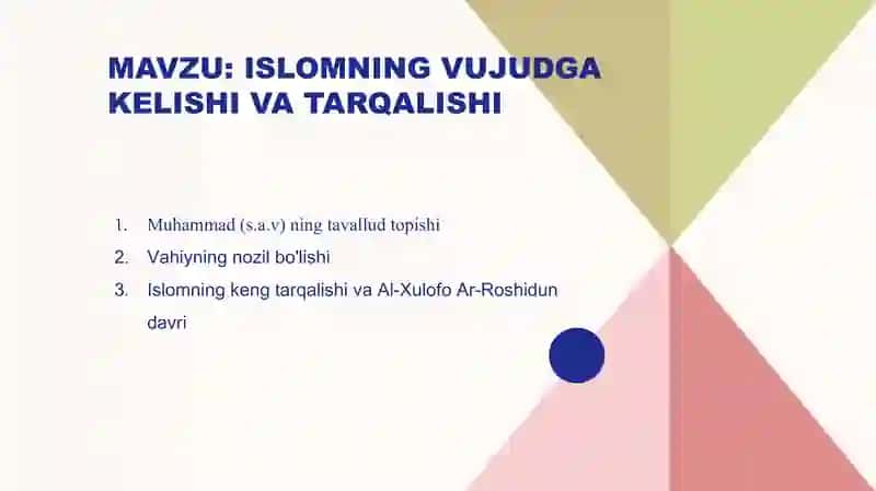 Islomning vujudga kelishi va tarqalishi​ 2