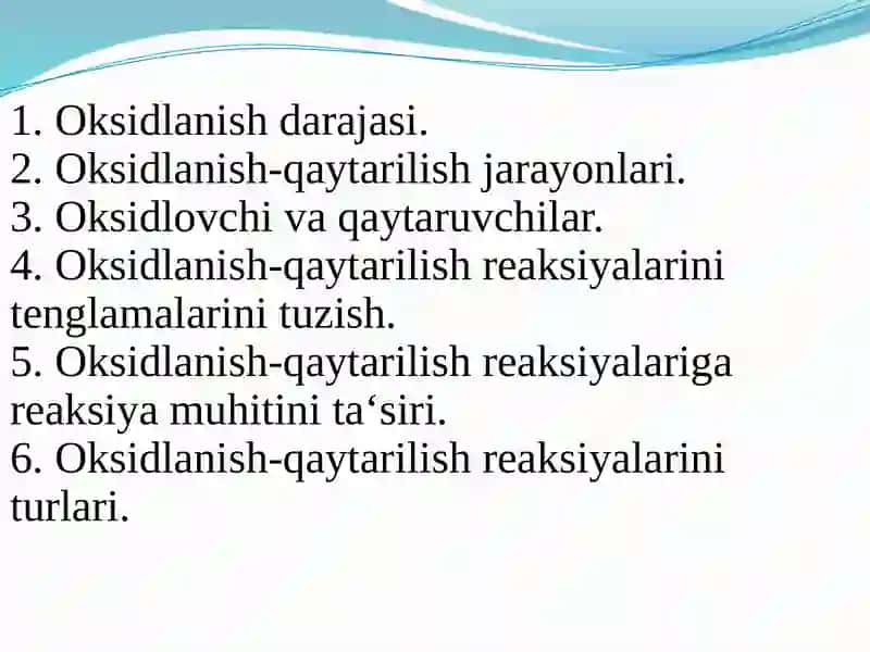 ОKSIDLАNISH-QАYTАRILISH RЕАKTSIYALАRI 2