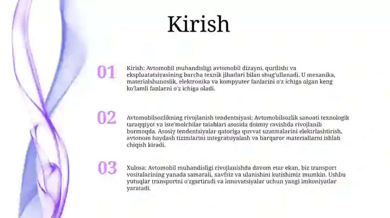 Avtomobil KonstruksiyasiningRivojlanishTendensiyasi 2