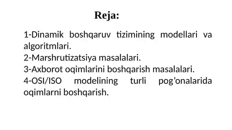 Dinamik boshqaruv tizimining modellari va algoritmlari 2