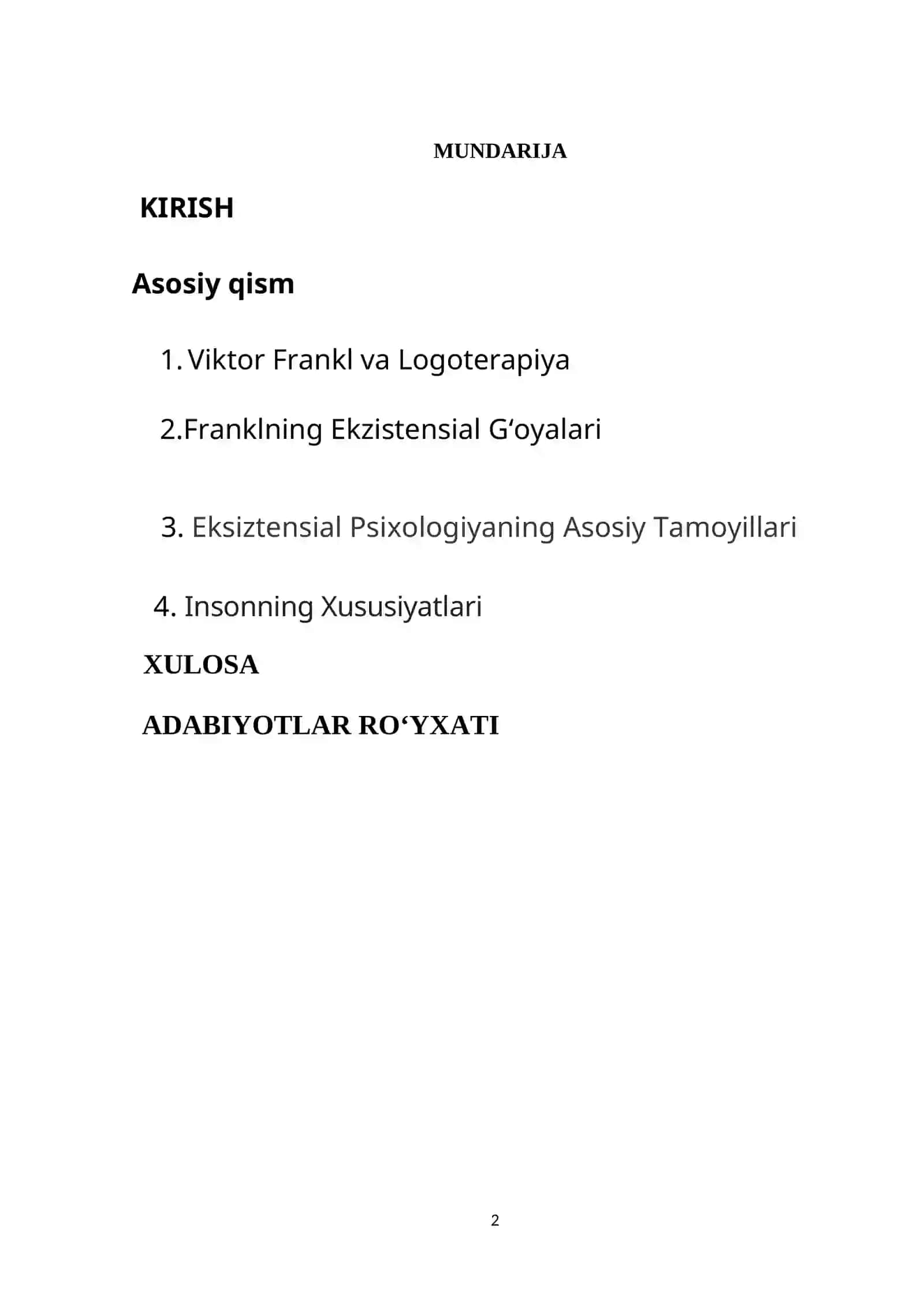 Eksiztensial psixologiyda insonning xususiyatlari Farnkl 2