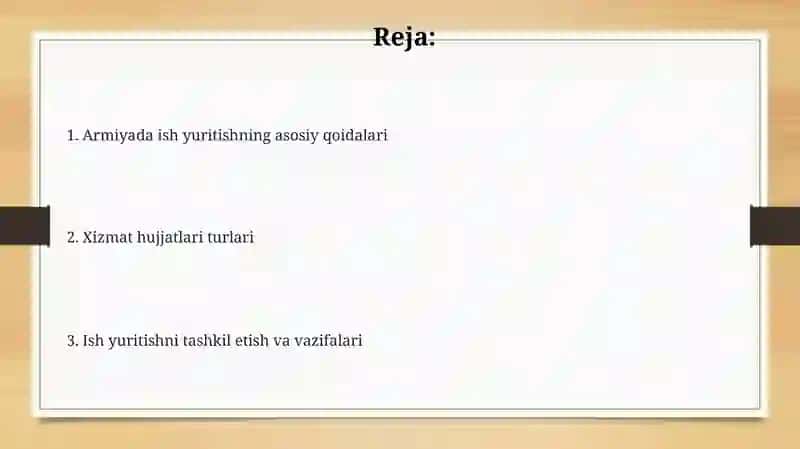 Armiyada ish yuritishning asosiy qoidalari 2