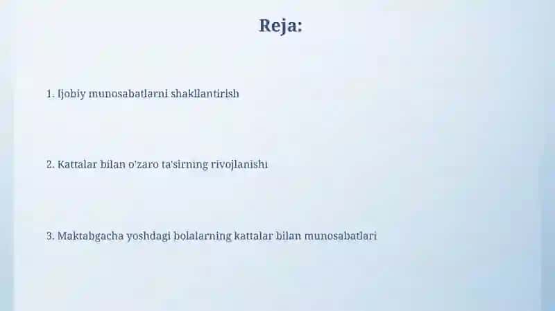 Maktabgacha yoshda kattalar bilan munosabat 2