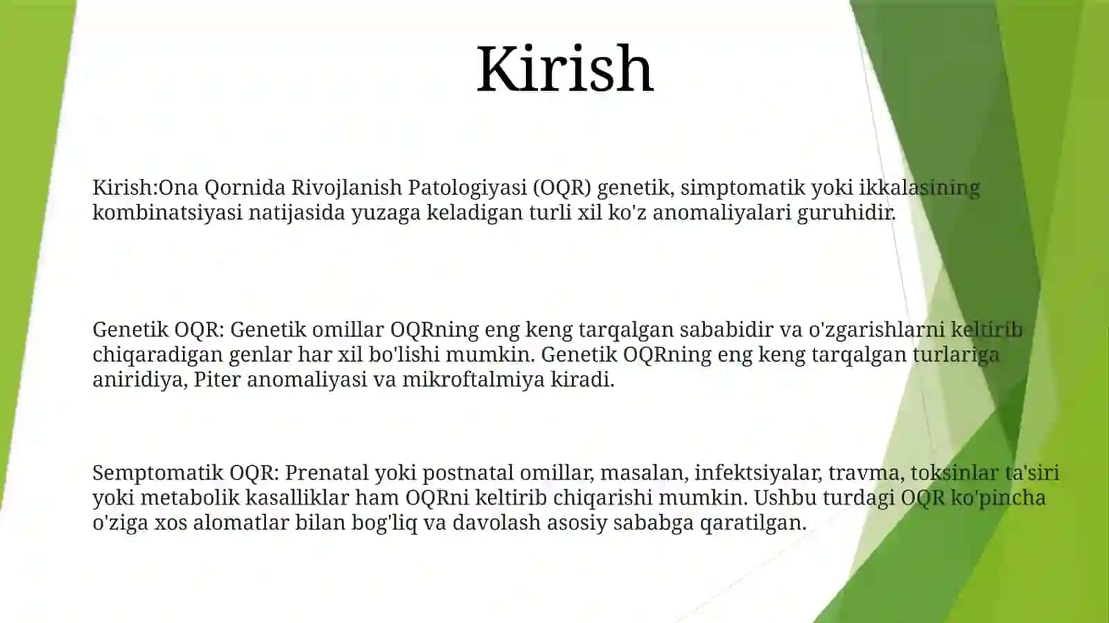 Ona Qornida Rivojlanish Patologiyasi 2