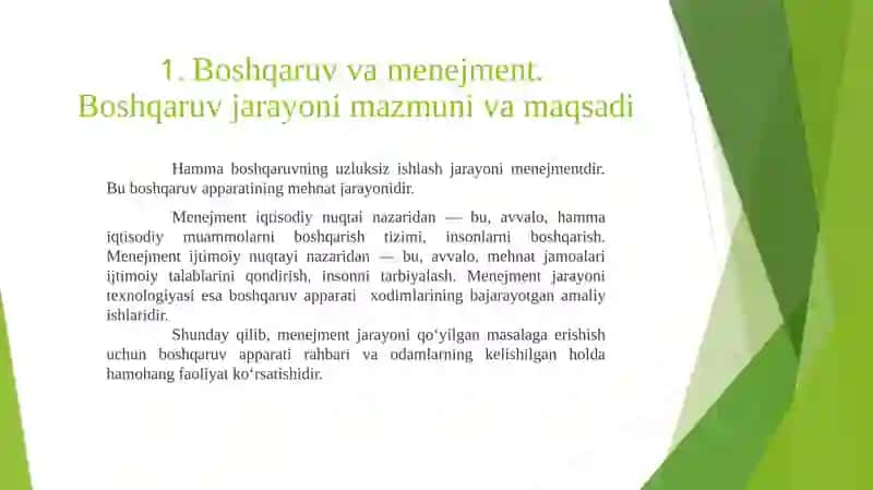 Menejmentning nazariy asoslari Reja 2