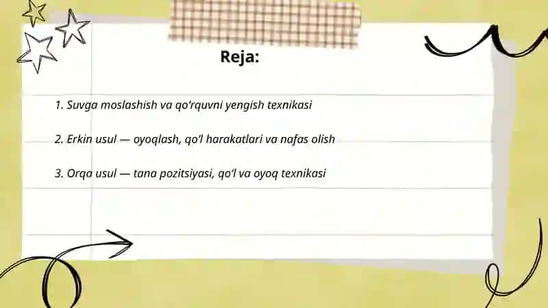 Suzish usullarining texnikasini oʻrgatish 2