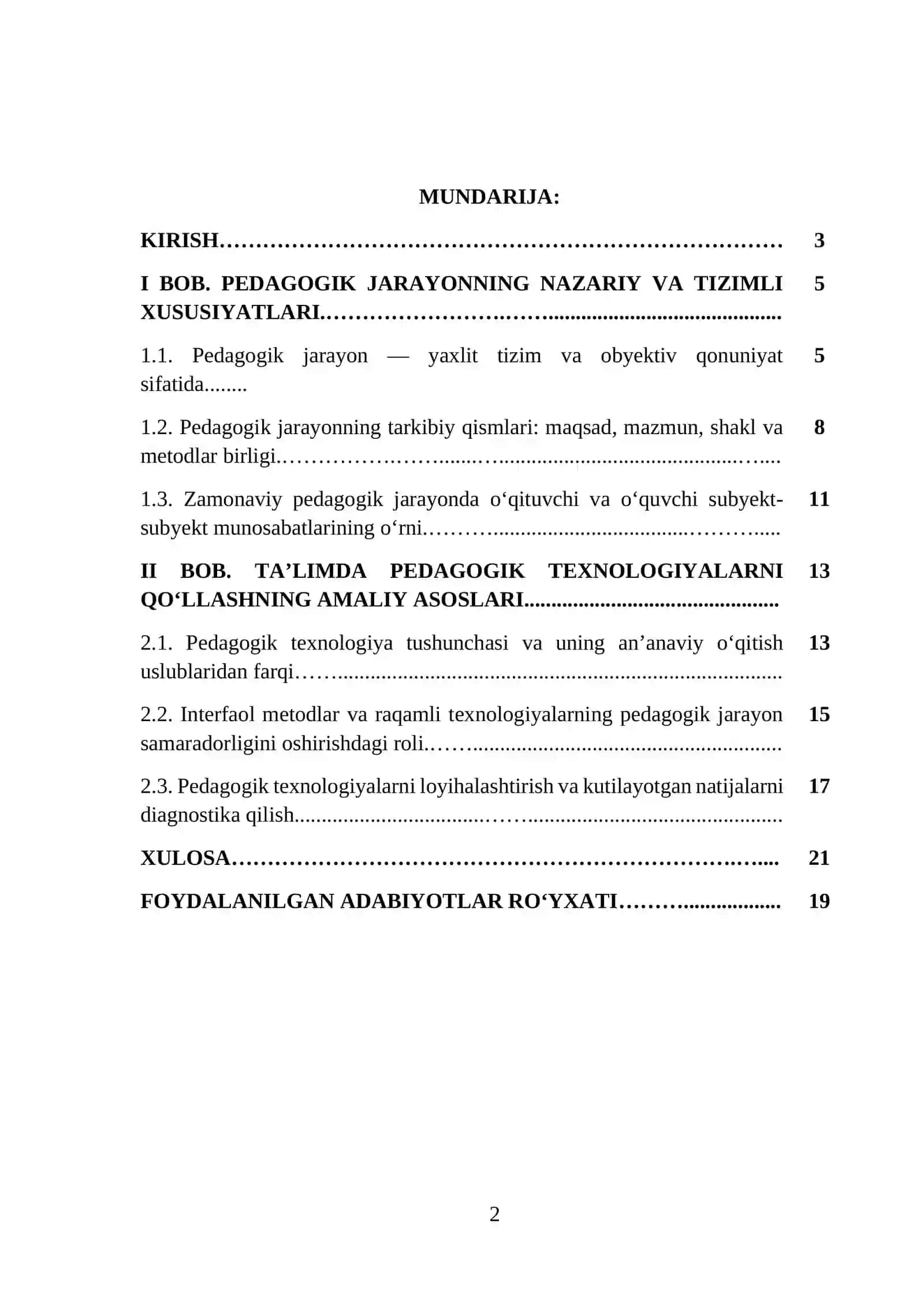 Pedagogik jarayon va uning texnologiyasi 2