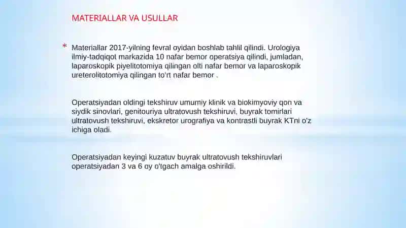 Urologiyada laparoskopik operatsiyasi 2