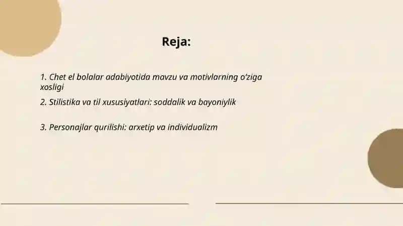 Chet el bolalar adabiyoti namoyondalari ijodining oʻziga xos xususiyatlari va yetakchi tamoyillari 2