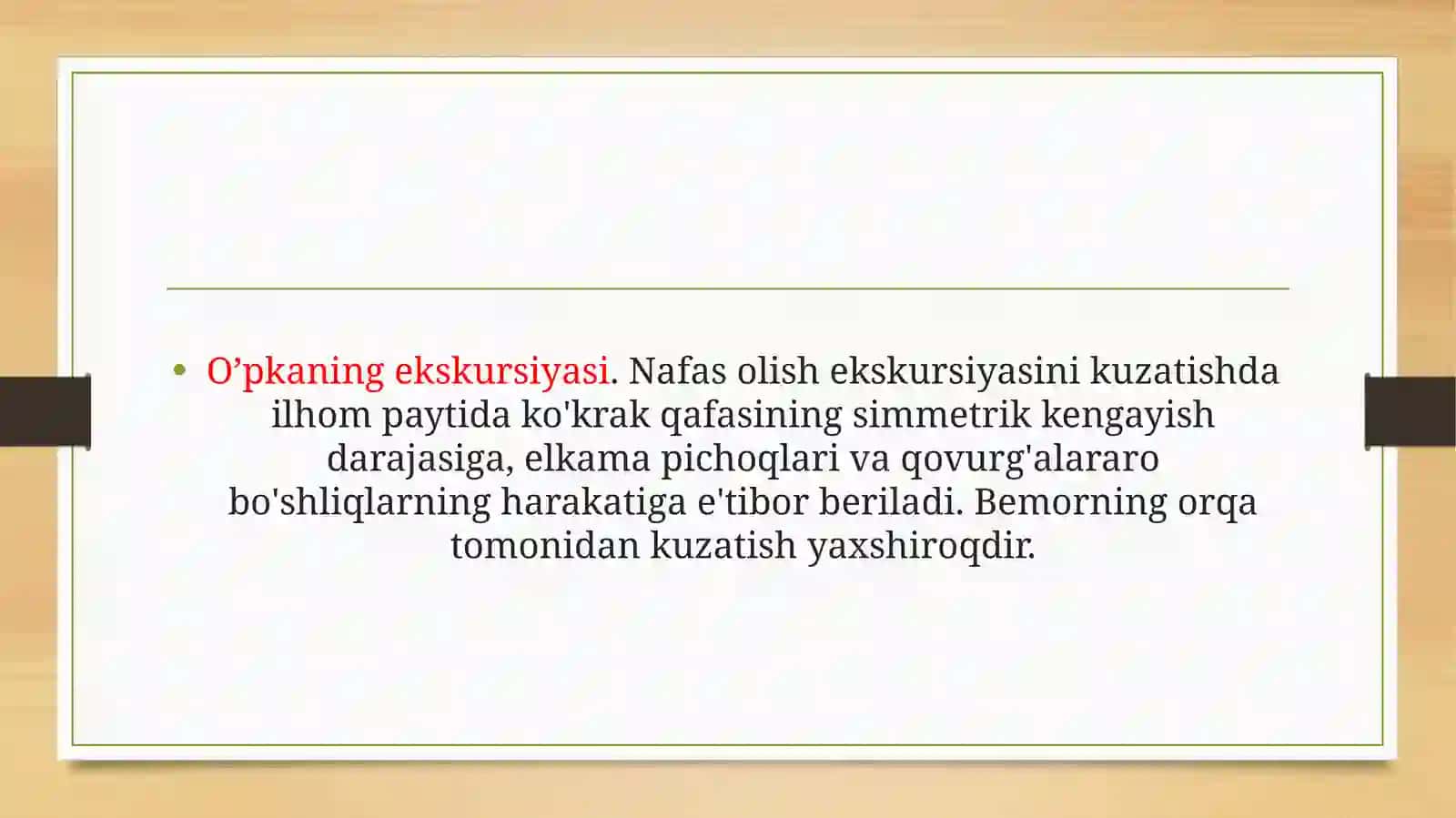 O’pkayoki ko'krak qafasi ekskursiyasi 2