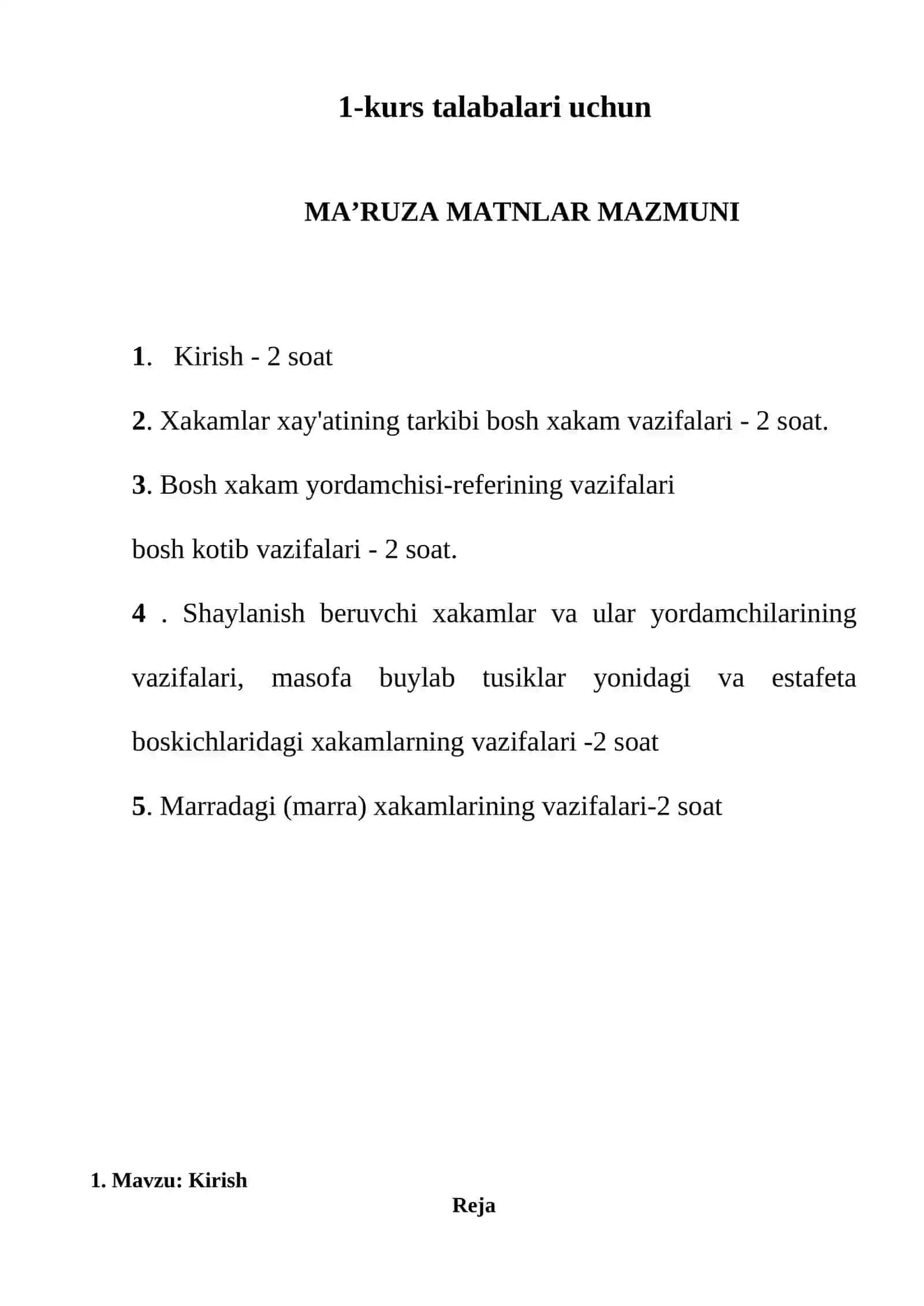 YENGIL ATLETIKA XAKAMLIK nazariyasi fanidan “1-kurs ma’ruza matnlari” 2
