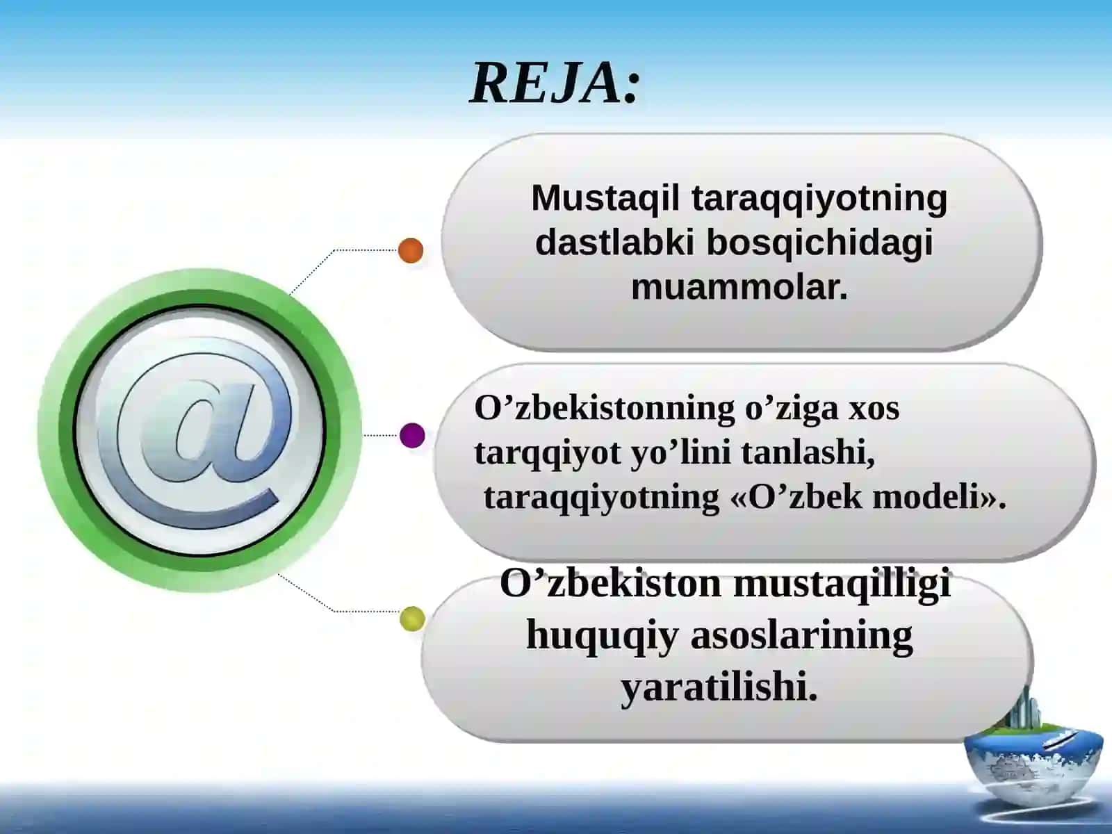 O’ZBEKISTONNING O’ZIGA XOS ISTIQLOL VA TARAQQIYOT YO’LI 2