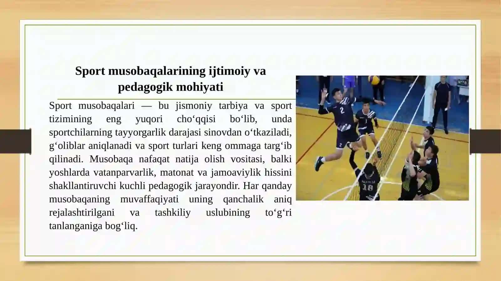 Sport musobaqalari va ularni o'tkazish usullari 2