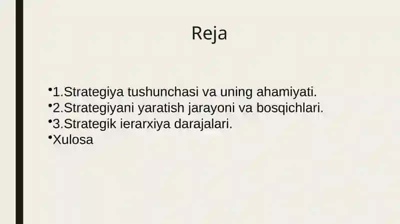 Strategiyani yaratish ierarxiyasi 2