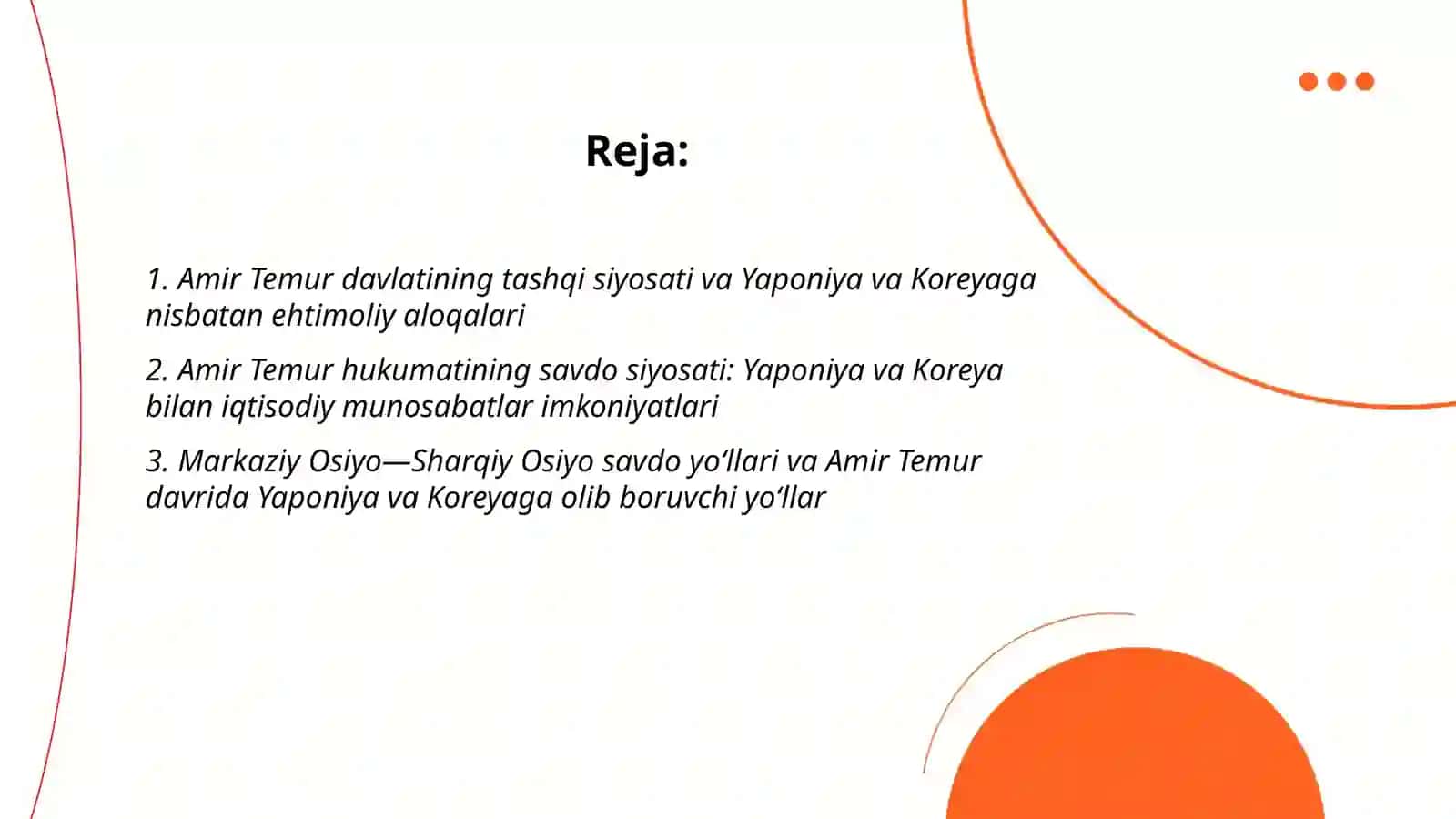 Amir Temur davlatining boshqaruvi va Yaponiya va Koreya 2