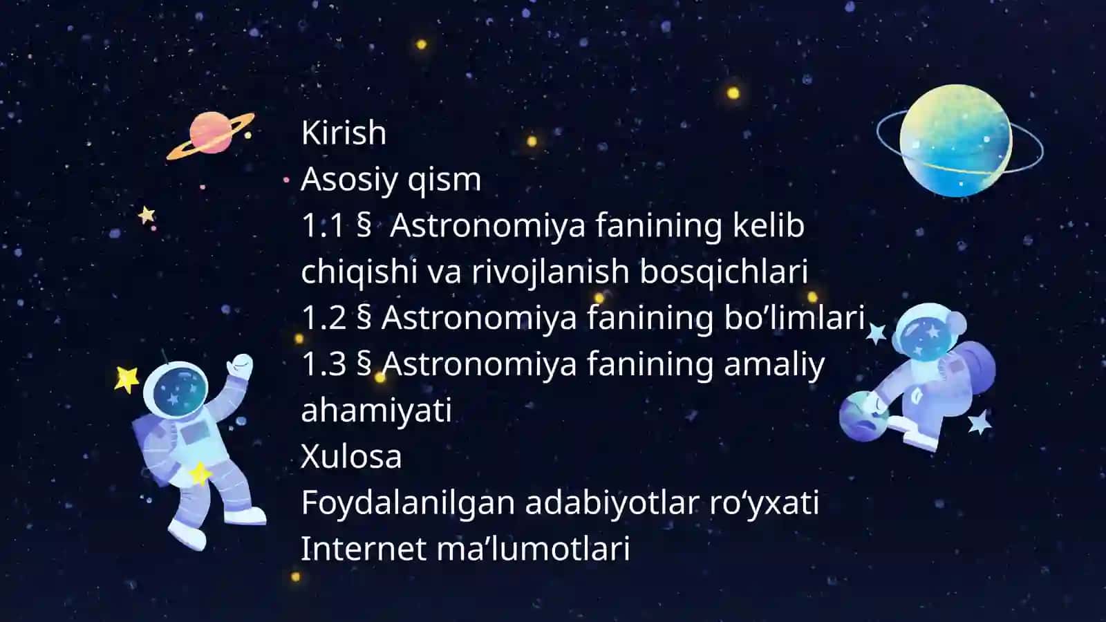 Astronomiya fanivauningboʻlimlari 2