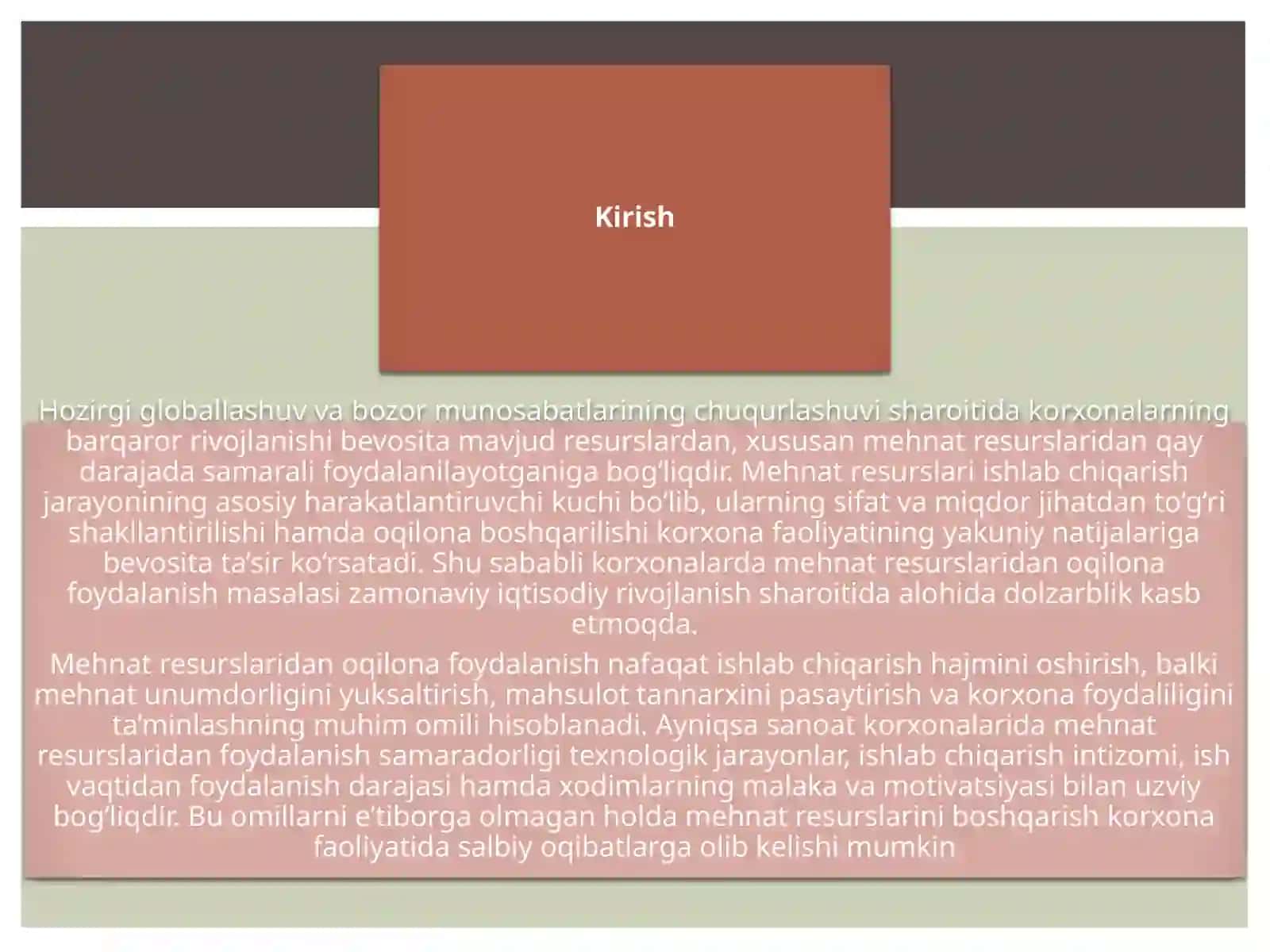 Mehnat bozori va korxonalarda mehnat resurslaridan foydalanish. Kapital qo‘yilmalar va kapital bozori 2