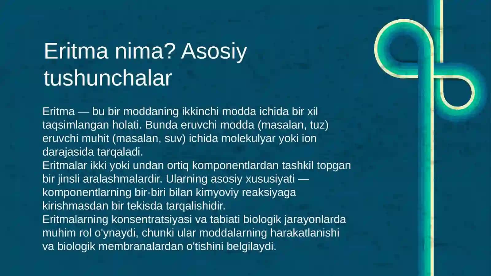 Eritmalar va biologik suyuqliklar: Hayotning asosiy qismlari 2
