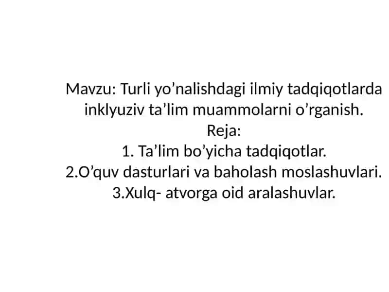 Inklyuziv ta’limning ilmiy tadqiqotlari 2