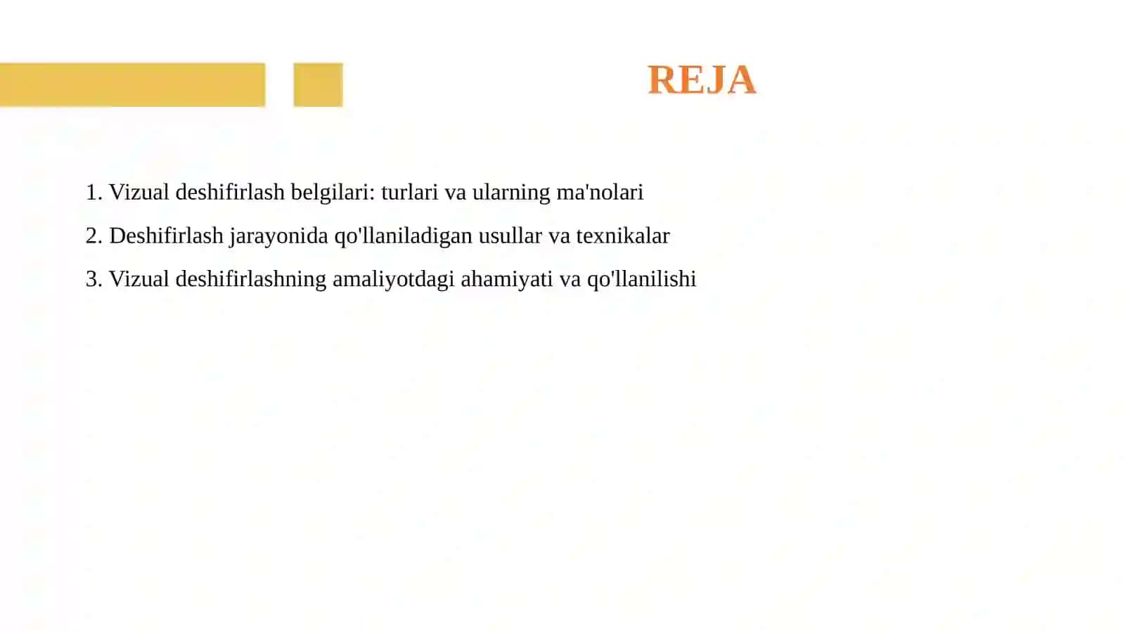 Vizual deshifirlashda foydalaniladigan deshifirlash belgilari. Vizual deshifirlash usullari. 2
