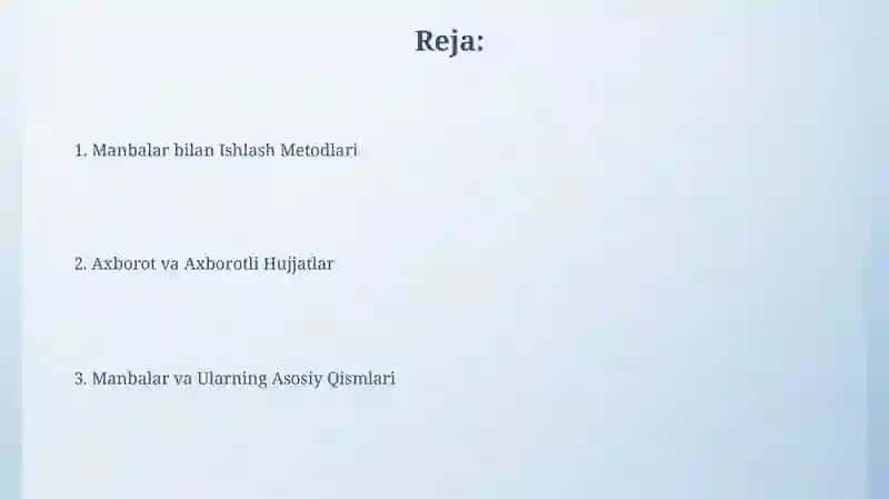 Manbalar bilan Ishlash Metodlari 2