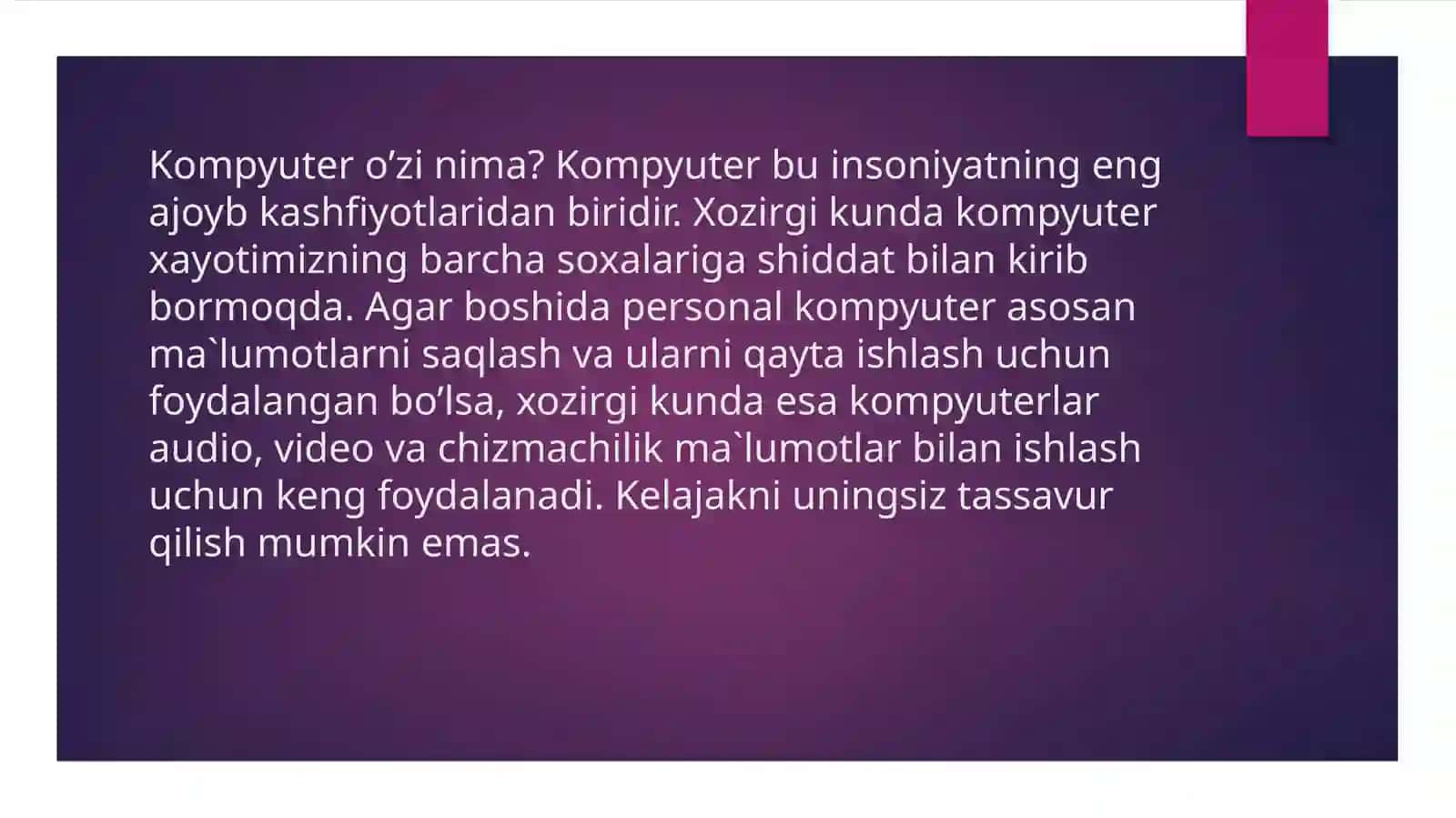 Kompyuterning apparat ta’minoti. Periferiya qurilmalari 2