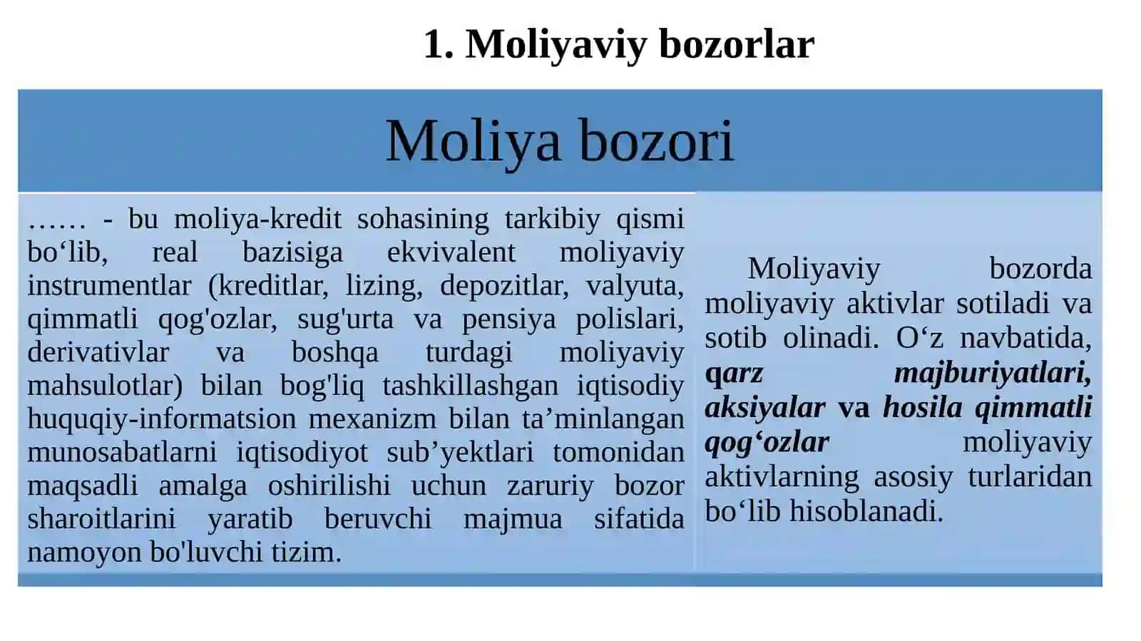 Moliyaviy bozorlar 2