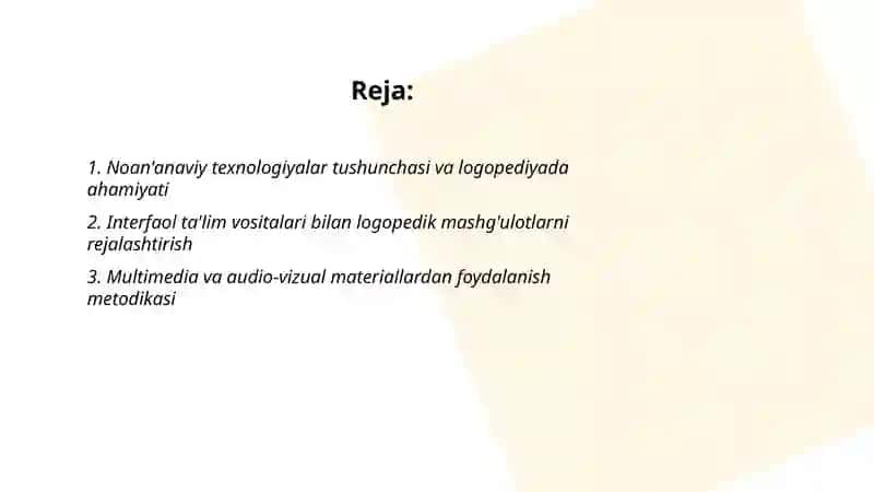Noan'anaviy texnologiyalar asosida logopedik mashĝulotlarni tashkil etish va òtkazish 2